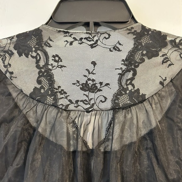 Vintage Women Small P Shadow Line, Black Lace, Victorian‎ Style See-Through Robe - Picture 12 of 13